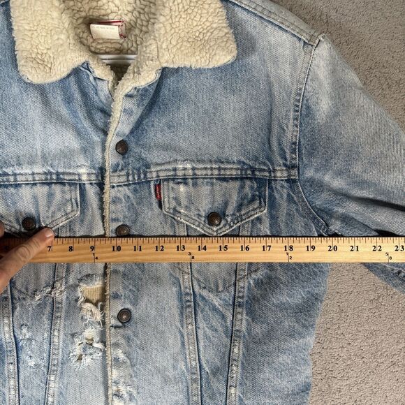 Vintage Levi’s Type 3 Trucker Jacket Sherpa Lined Distressed Size 40 Grunge - Picture 14 of 16